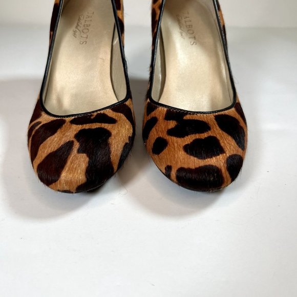 Talbots Womens Heel Size 6 Leopard Print Calf Hair Pump Brown Animal Print - Picture 2 of 9